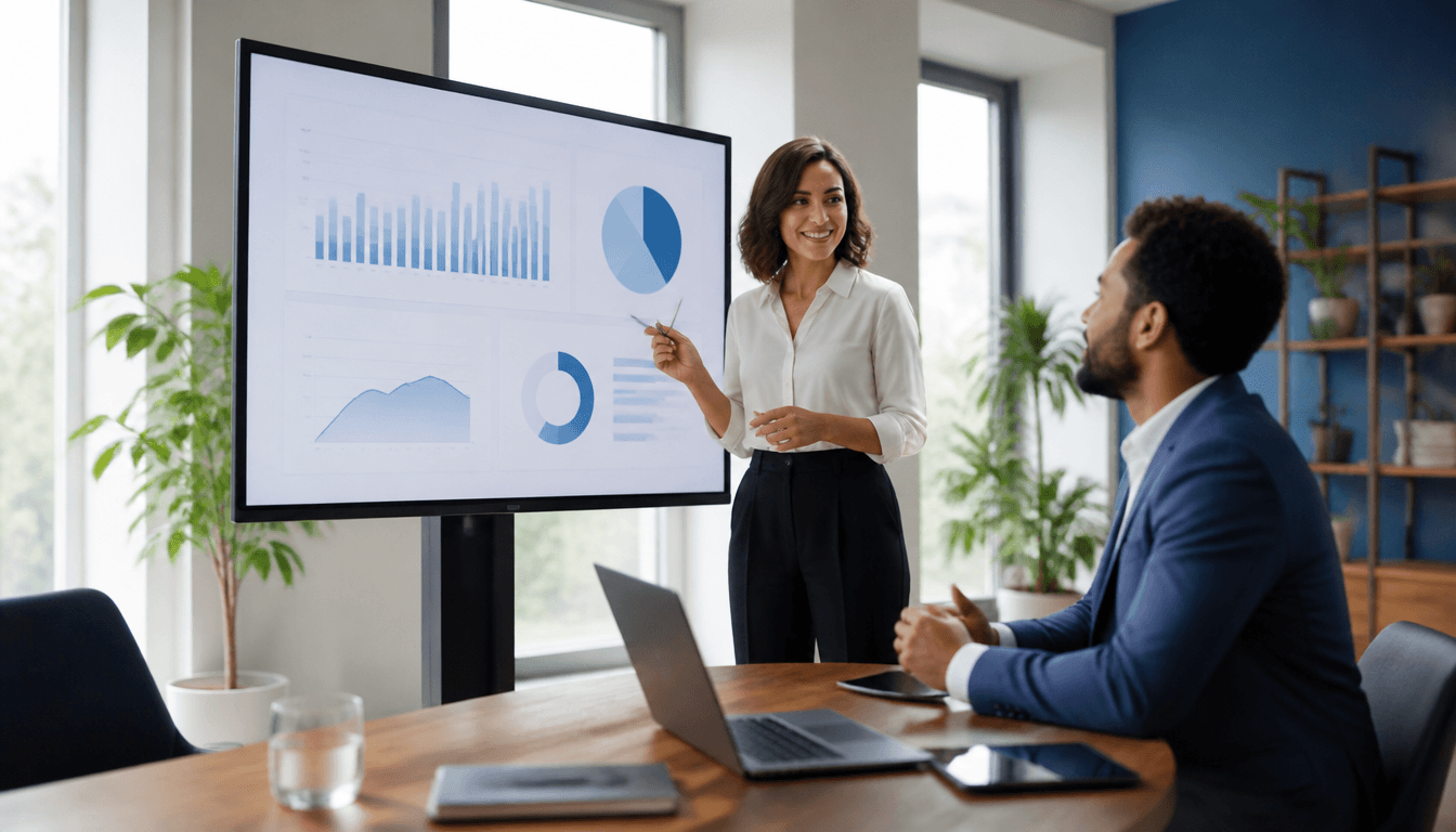 Equipa Resumindomável a apresentar dashboards de gestão